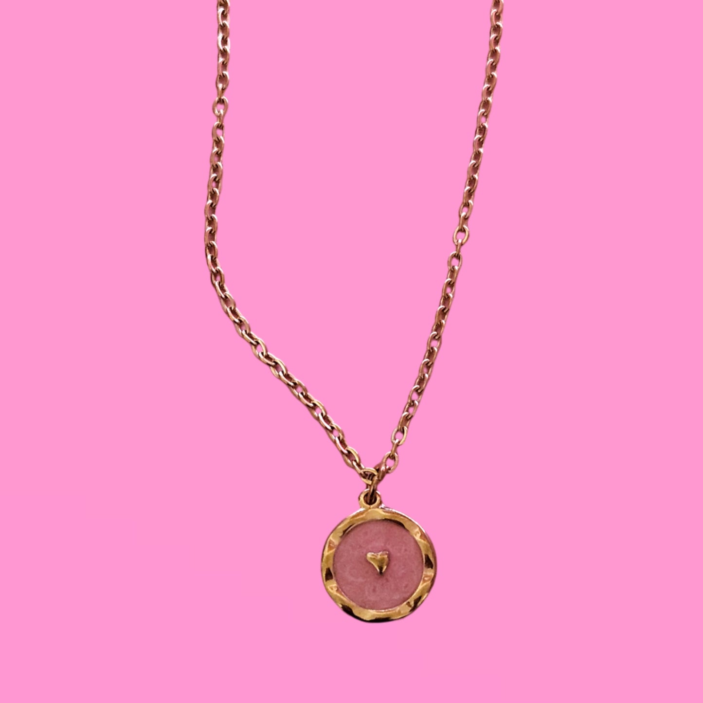 pink tiny heart necklace