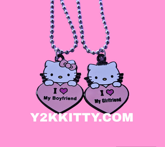I love my bf/gf kitty necklaces